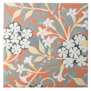 Carreau Illustration vintage Jasmine bleu/beige