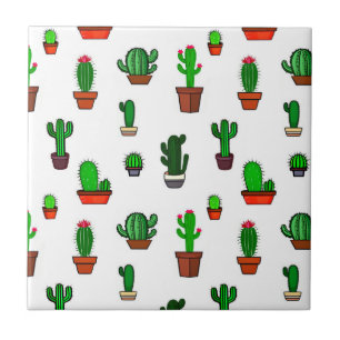 Carreau Illustrations de cactus mignons sur fond blanc