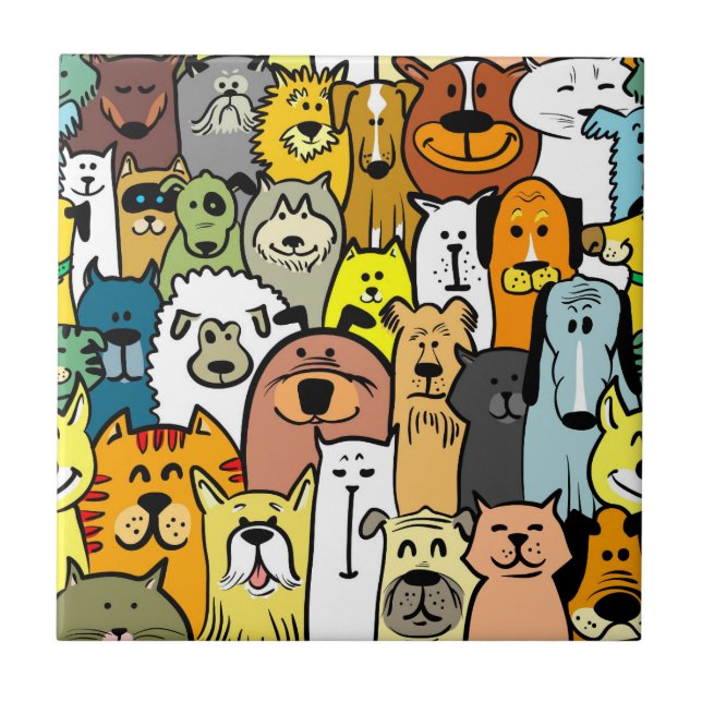 Carreau Illustrations de chiens et chats Animés (Devant)