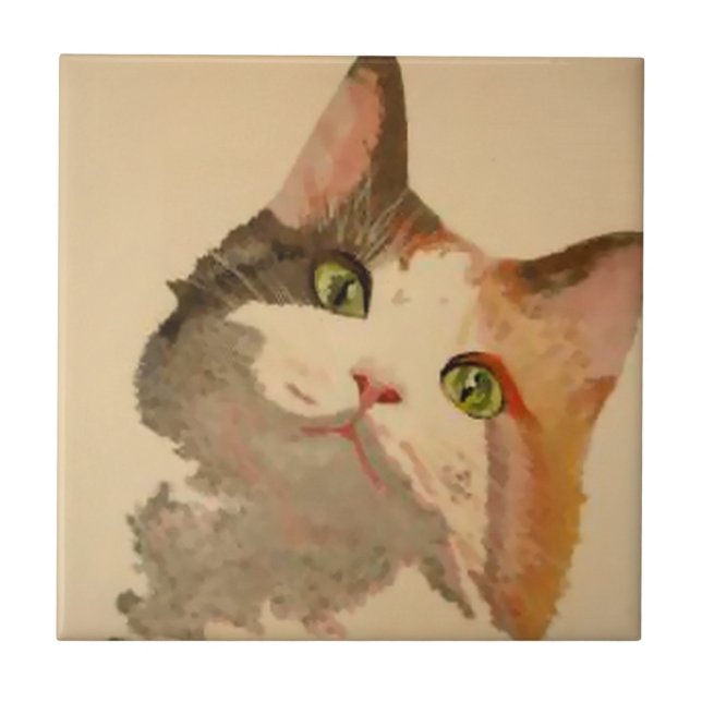Carreau I'm All Ears : Calico Cat Portrait (Devant)