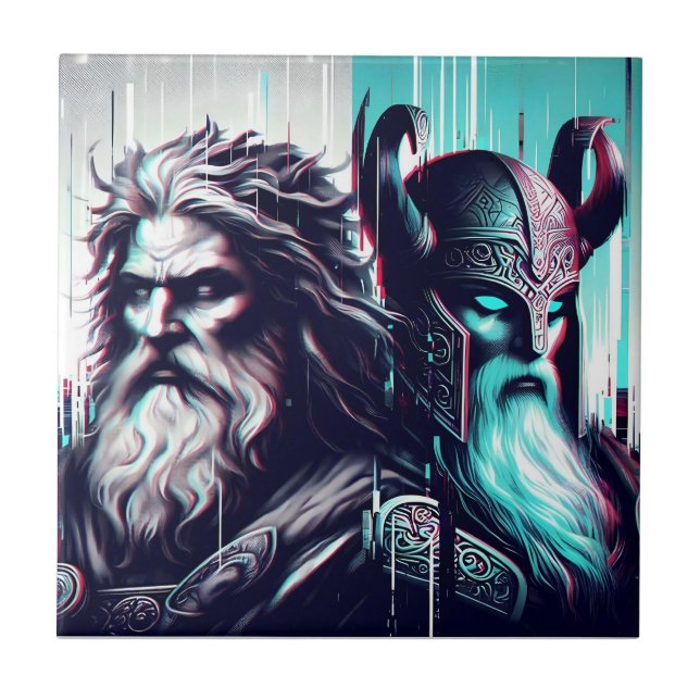 Carreau  image of the gods zeus and odin togethe (Devant)