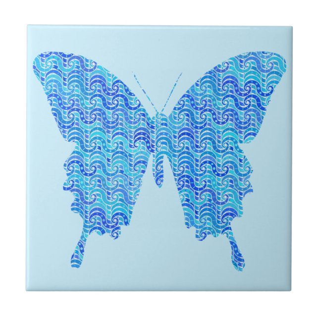Carreau Image papillon, motif abstrait, nuances de bleu (Devant)