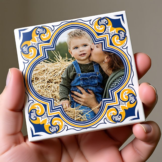 Carreau Image personnelle, bleu, jaune et blanc Azulejos  (Own picture, blue, yellow and white Azulejos)
