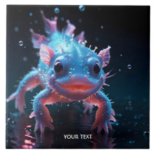 Carreau Imaginaire bleu mignon Axolotl souriant