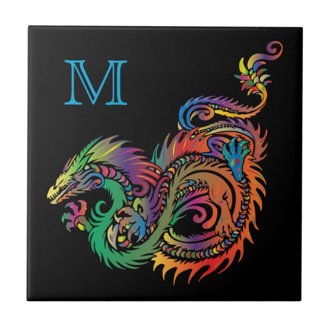 Carreau Imaginaire coloré Monogramme de dragon (Devant)