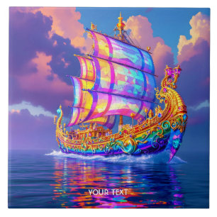 Carreau Imaginaire Couleurs arc-en-ciel mignon navire