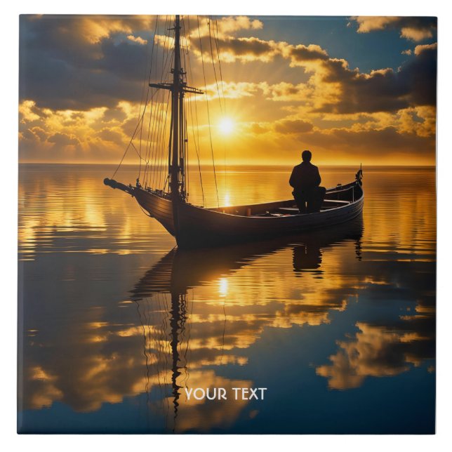 Carreau Imaginaire Cute Bateau Sunset Sea (Devant)