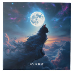 Carreau Imaginaire Cute Cat Moon Nuages