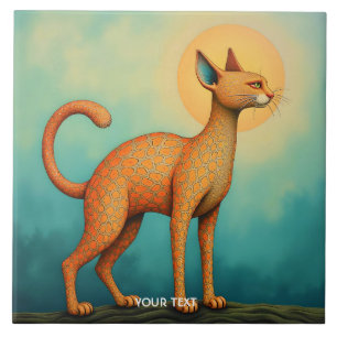 Carreau Imaginaire Cute Orange Chat Abstrait