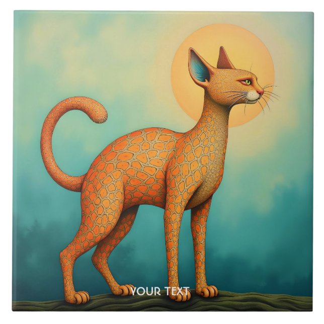 Carreau Imaginaire Cute Orange Chat Abstrait (Devant)