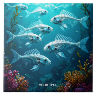 Carreau Imaginaire Cute Skeleton Fish School