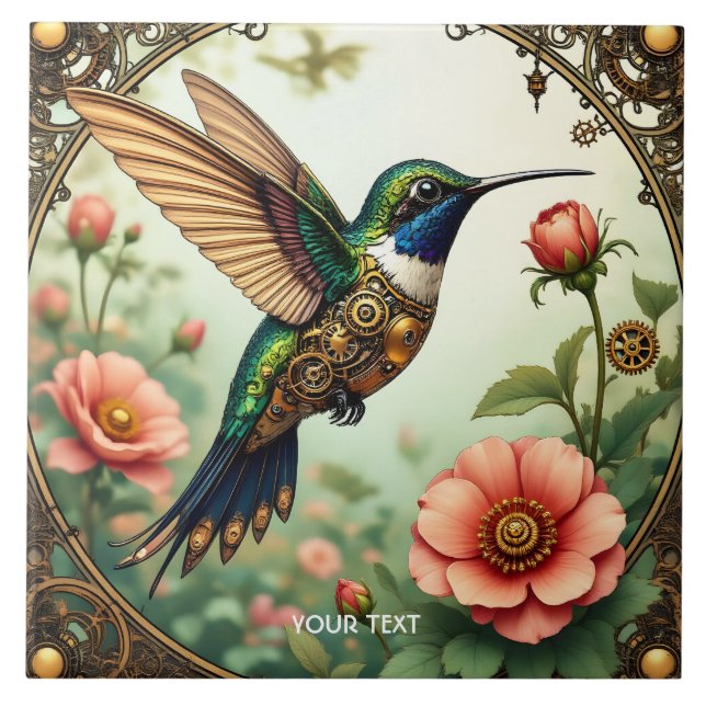 Carreau Imaginaire Cute Steampunk Fleurs d'oiseaux (Devant)