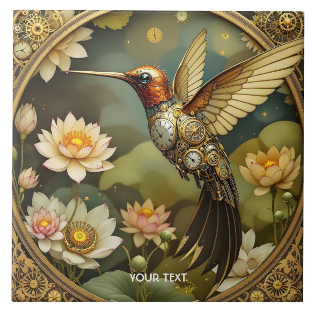 Carreau Imaginaire Cute Steampunk Horloge d'oiseaux (Devant)