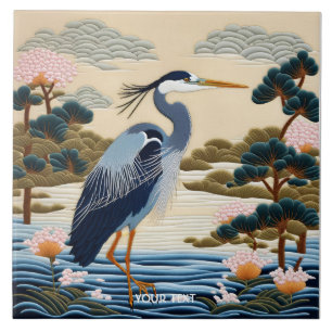 Carreau Imaginaire Cute Vivid japonais Heron Blue