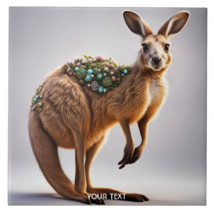 Carreau Imaginaire Cute Vivid Kangaroo Portrait Fleurs