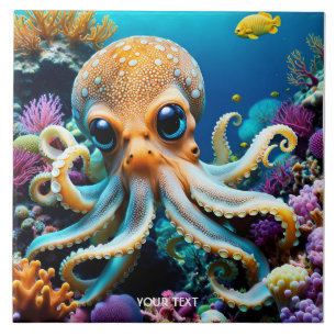 Carreau Imaginaire Cute Vivid Octopus Sea Creatures