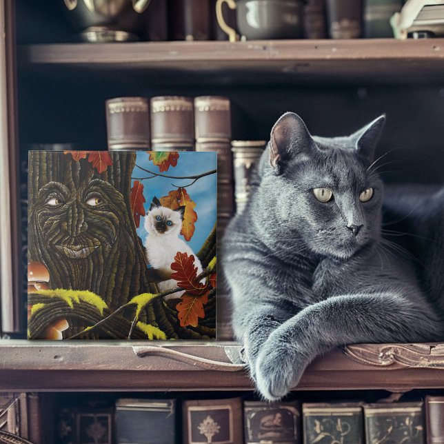 Carreau Imaginaire d'automne du chat de fin d'arbre (Créateur téléchargé)