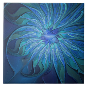 Carreau Imaginaire Fleur Bleue Motif, Art Fractal Abstrait