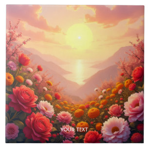 Carreau Imaginaire Fleurs de rivière mignonne Coucher de s