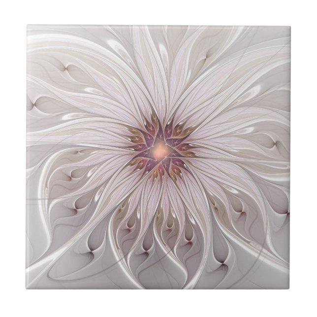 Carreau Imaginaire Floral, Abstraite Fleur Pastel Moderne (Devant)