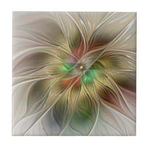 Carreau Imaginaire Floral Avec Or Moderne Abstrait Fractal