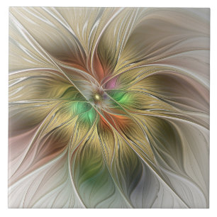Carreau Imaginaire Floral Avec Or Moderne Abstrait Fractal