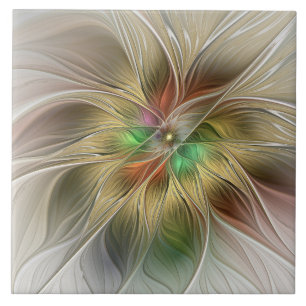 Carreau Imaginaire Floral Avec Or Moderne Abstrait Fractal