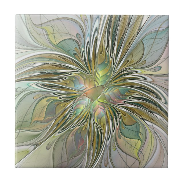 Carreau Imaginaire Floral Fleur Art Fractal Moderne Avec O (Devant)