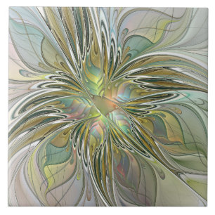 Carreau Imaginaire Floral Fleur Art Fractal Moderne Avec O
