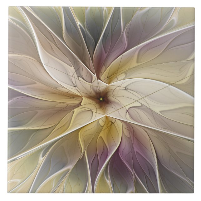 Carreau Imaginaire Floral Gold Eggplant Art Fractal Abstra (Devant)