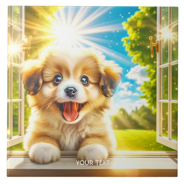 Carreau Imaginaire mignon chien soleil bébé chien (Devant)