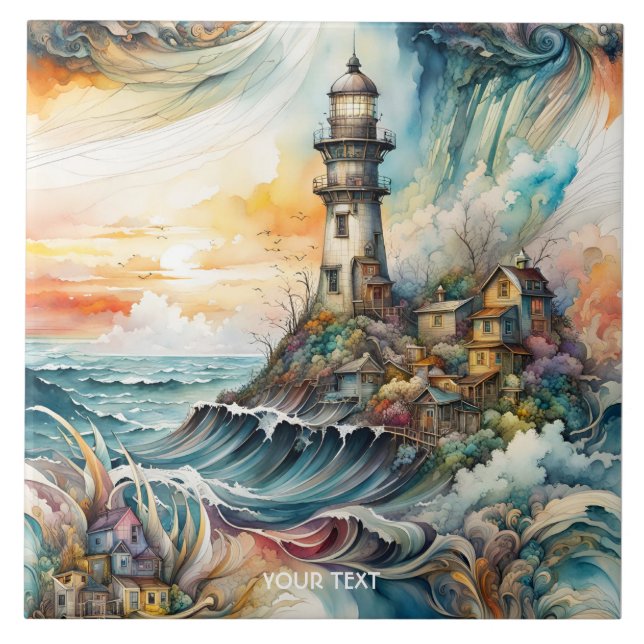 Carreau Imaginaire mignon phare Vivid tempête de dessin (Devant)