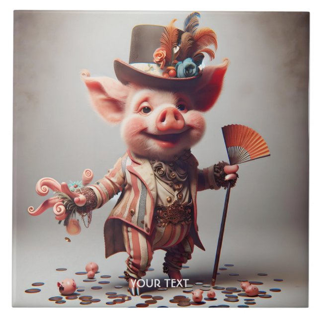 Carreau Imaginaire Mignonne Élégant Nice Cochon (Devant)