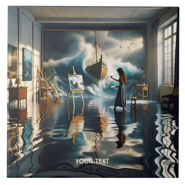 Carreau Imaginaire mignonne fille d'eau de mer (Devant)