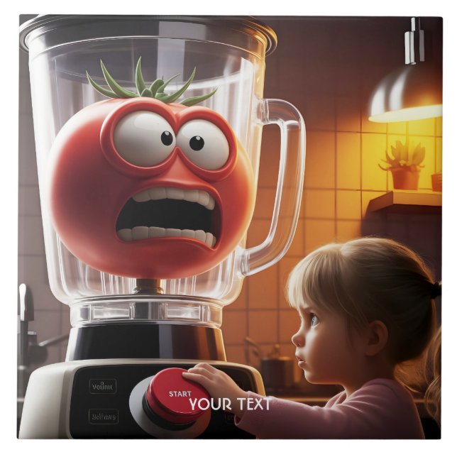 Carreau Imaginaire mignonne fille mélangeur tomate (Devant)