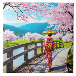 Carreau Imaginaire mignonne Japonaise fille marche