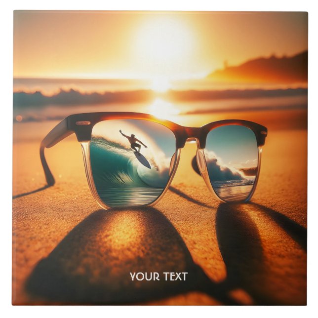 Carreau Imaginaire Mignonnes Lunettes Plage de coucher de  (Devant)