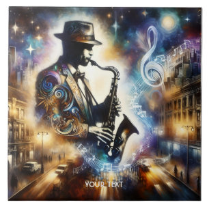Carreau Imaginaire musicien de rue mignonne Saxophone