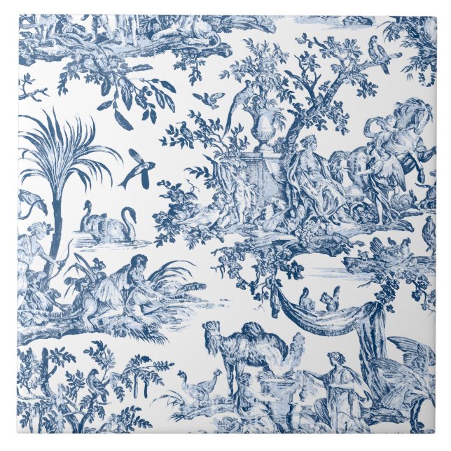Carreau Imaginaire Mythique Créatures Vintage Toile-Blue (Devant)