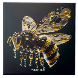 Carreau Imaginaire Verre mignon Abeille noire jaune