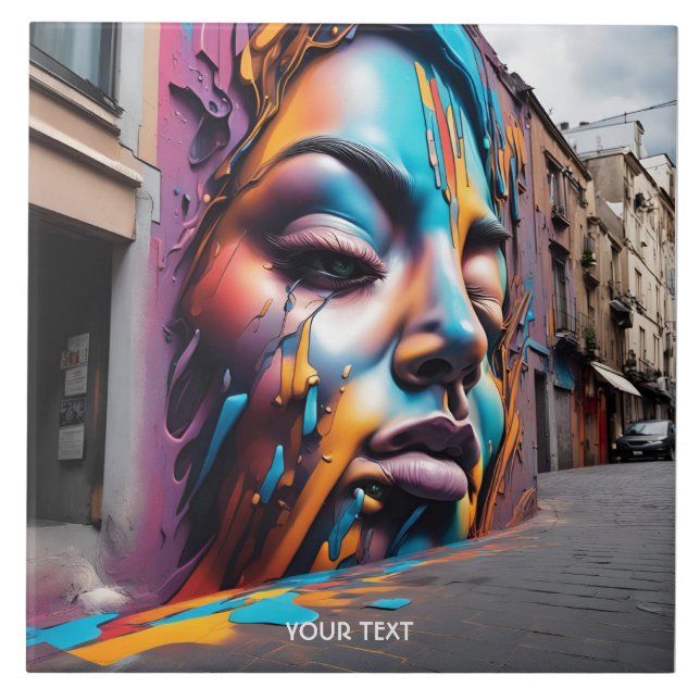 Carreau Imaginaire Visage Vivid Street Art (Devant)