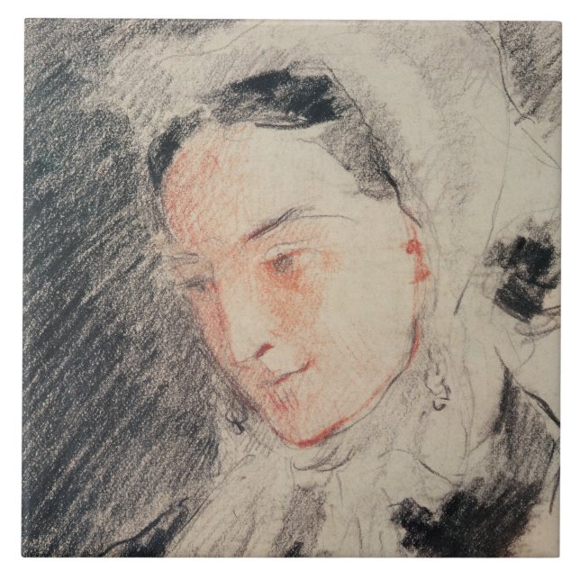 Carreau Impératrice Eugénie (craie noire et rouge) (Devant)