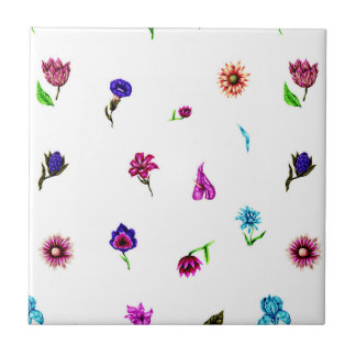 Carreau Impression à fleurs violettes et bleues, impressio