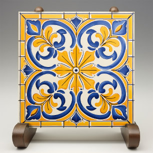 Carreau Impression Azulejo Fleur-de-Lis Dorée