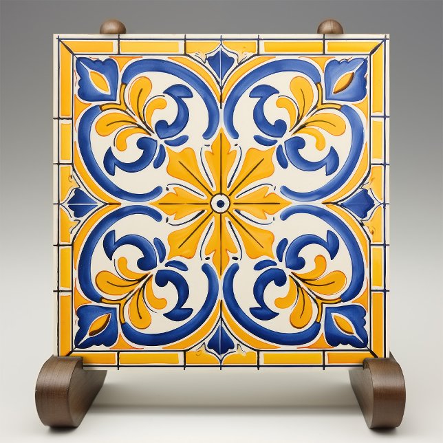Carreau Impression Azulejo Fleur-de-Lis Dorée (Créateur téléchargé)