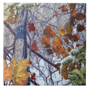 Carreau Impression Camion de la première forêt d'hiver de