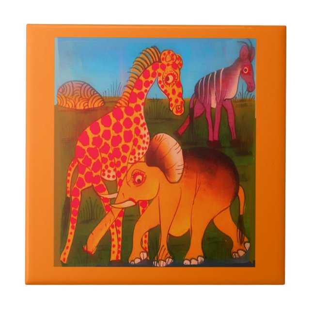 Carreau Impression d'art animal africain (Devant)