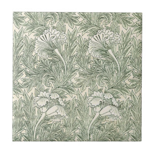 Carreau Impression d'art floral Tulipe verte de William Mo