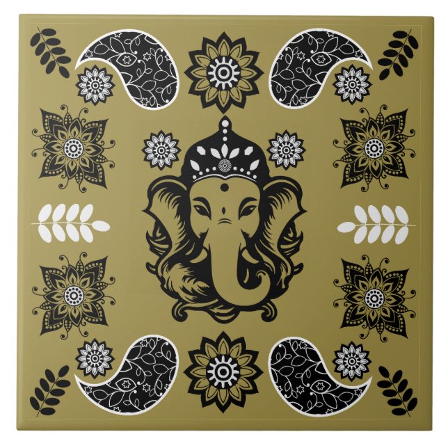 Carreau Impression d'art hindou sur le thème de Ganesha (Devant)