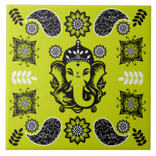Carreau Impression d'art hindou sur le thème de Ganesha